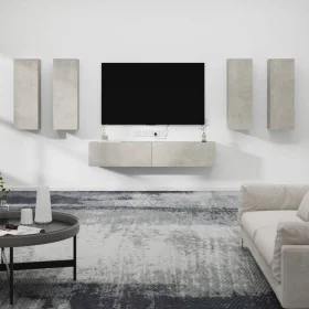 Set de muebles de TV 6 pzas madera contrachapada gris hormigón de vidaXL, Muebles TV - Ref: Foro24-3114345, Precio: 286,39 €,...