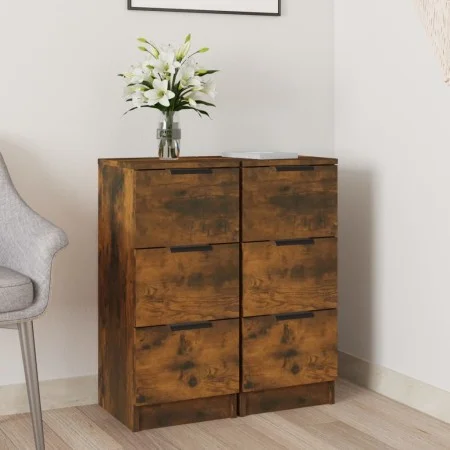 Sideboards 2 Stück Räuchereiche Sperrholz 30x30x70 cm von vidaXL, Sideboards - Ref: Foro24-817013, Preis: 76,53 €, Rabatt: %