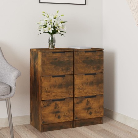 Sideboards 2 Stück Räuchereiche Sperrholz 30x30x70 cm von vidaXL, Sideboards - Ref: Foro24-817013, Preis: 77,42 €, Rabatt: %