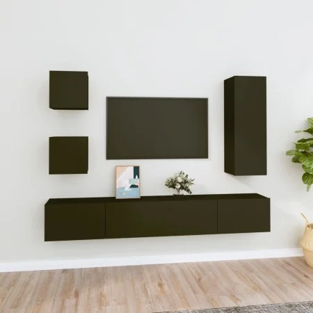 TV-Möbel-Set 5-tlg. aus Sperrholz schwarz von vidaXL, TV-Möbel - Ref: Foro24-3114439, Preis: 174,80 €, Rabatt: %