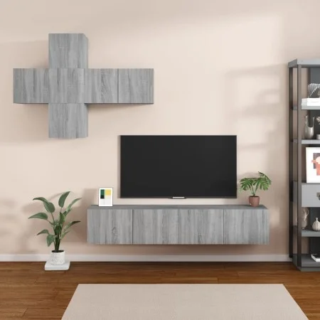 TV furniture set 7 pieces sonoma gray plywood by vidaXL, TV Furniture - Ref: Foro24-3114508, Price: 186,07 €, Discount: %