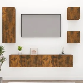 TV-Möbelset 5-teilig aus geräuchertem Eichensperrholz von vidaXL, TV-Möbel - Ref: Foro24-3114443, Preis: 124,40 €, Rabatt: %