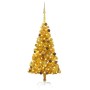 Árbol de Navidad preiluminado con luces y bolas dorado 120 cm