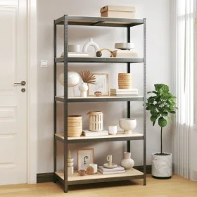 Sturdy shelving 5 levels plywood gray steel by vidaXL, Industrial shelving - Ref: Foro24-152879, Price: 62,62 €, Discount: %
