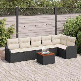 Conjunto de sofá de jardín 7 pcs Negro Poliratán Conjunto de sofá de jardín 7 pcs Negro Poliratán