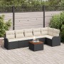 Conjunto de sofá de jardín 7 pcs Negro Poliratán