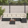 Conjunto de sofá de jardín 7 pcs Negro Poliratán