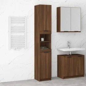 Badezimmerschrank aus braunem Eichensperrholz, 32 x 34 x 188,5 cm von vidaXL, Schließfächer und Lagerschränke - Ref: Foro24-8...