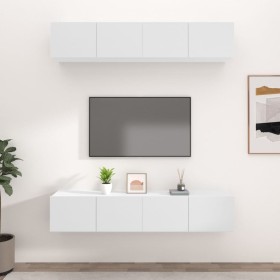 Muebles para TV 4 uds madera contrachapada blanco 80x30x30 cm