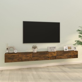 Set de muebles de TV 3 pzas madera contrachapada roble ahumado
