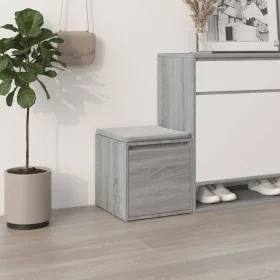 Sonoma grauer Sperrholzhocker mit Schublade 40,5 x 40 x 40 cm von vidaXL, Aufbewahrungskörbe - Ref: Foro24-820518, Preis: 36,...
