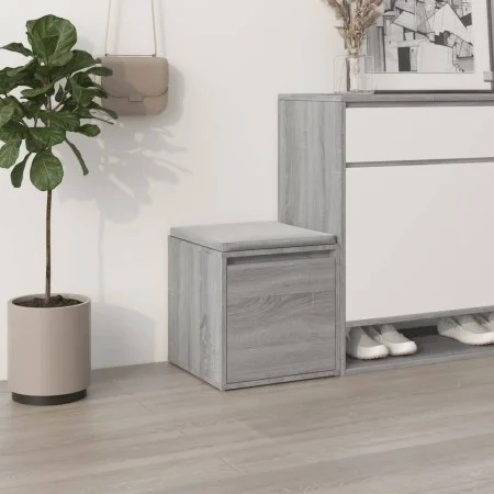 Sonoma grauer Sperrholzhocker mit Schublade 40,5 x 40 x 40 cm von vidaXL, Aufbewahrungskörbe - Ref: Foro24-820518, Preis: 36,...