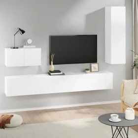 4-teiliges TV-Möbelset aus weißem Sperrholz von vidaXL, TV-Möbel - Ref: Foro24-3114326, Preis: 204,68 €, Rabatt: %