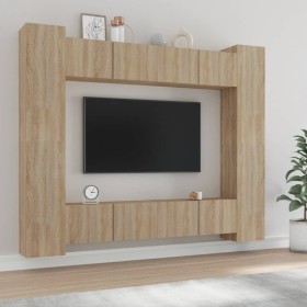 Set de muebles para TV 8 pzas madera contrachapada roble Sonoma