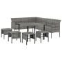 Set de comedor de jardín 6 pzas y cojines ratán sintético gris