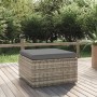 Reposapiés de jardín con cojín ratán sintético gris 55x55x30 cm