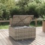 Reposapiés de jardín con cojín ratán sintético gris 55x55x30 cm