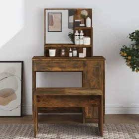 Dressing table with smoked oak mirror 86.5x35x136 cm by vidaXL, Bedroom Dressers - Ref: Foro24-820493, Price: 76,47 €, Discou...
