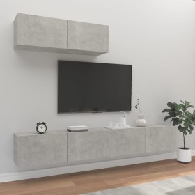 Set de muebles de TV 3 pzas madera contrachapada gris hormigón de vidaXL, Muebles TV - Ref: Foro24-3114481, Precio: 138,45 €,...