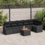 Conjunto de sofá de jardín 7 pcs Negro Poliratán