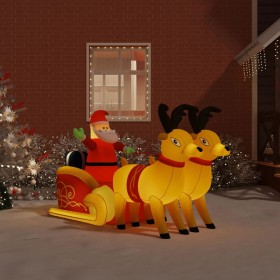 Papá Noel y renos de Navidad inflables con LED 130 cm