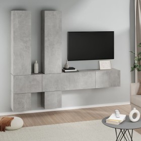 Mueble de pared de TV madera contrachapada gris hormigón