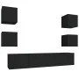 Set de muebles para TV 6 piezas madera contrachapada negro de vidaXL, Muebles TV - Ref: Foro24-3114255, Precio: 176,61 €, Des...