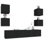 6-teiliges TV-Möbelset aus schwarzem Sperrholz von vidaXL, TV-Möbel - Ref: Foro24-3114255, Preis: 185,19 €, Rabatt: %