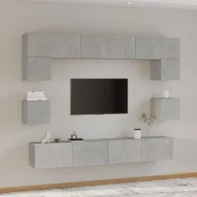 TV-Möbelset 8-teilig aus betongrauem Sperrholz von vidaXL, TV-Möbel - Ref: Foro24-3114417, Preis: 268,20 €, Rabatt: %
