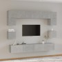 TV-Möbelset 8-teilig aus betongrauem Sperrholz von vidaXL, TV-Möbel - Ref: Foro24-3114417, Preis: 275,88 €, Rabatt: %
