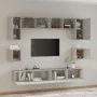 TV-Möbelset 8-teilig aus betongrauem Sperrholz von vidaXL, TV-Möbel - Ref: Foro24-3114417, Preis: 268,45 €, Rabatt: %