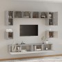 TV-Möbelset 8-teilig aus betongrauem Sperrholz von vidaXL, TV-Möbel - Ref: Foro24-3114417, Preis: 275,88 €, Rabatt: %