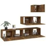 TV-Möbelset 4-teilig aus geräuchertem Eichensperrholz von vidaXL, TV-Möbel - Ref: Foro24-3114651, Preis: 108,16 €, Rabatt: %