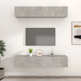 Muebles TV 4 uds madera contrachapada gris hormigón 80x30x30 cm de vidaXL, Muebles TV - Ref: Foro24-3114185, Precio: 152,50 €...