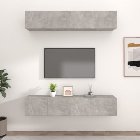 TV-Möbel 4 Einheiten betongraues Sperrholz 80x30x30 cm von vidaXL, TV-Möbel - Ref: Foro24-3114185, Preis: 157,58 €, Rabatt: %