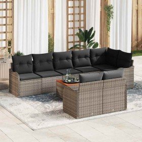 Conjunto de sofá de jardín 9 pcs Gris Poliratán