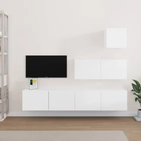 TV furniture set, 4-piece white plywood. by vidaXL, TV Furniture - Ref: Foro24-3114646, Price: 178,80 €, Discount: %