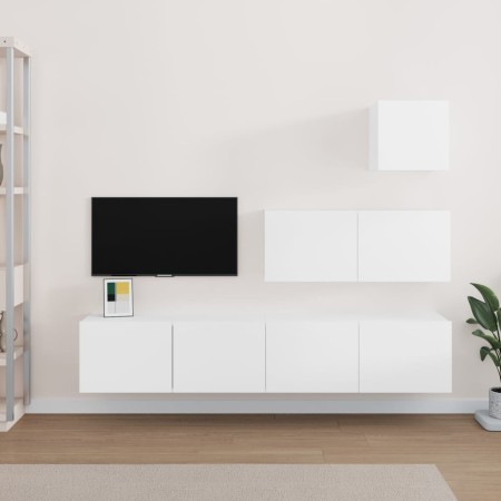 TV-Möbel-Set 4 Stück Sperrholz weiß von vidaXL, TV-Möbel - Ref: Foro24-3114646, Preis: 179,12 €, Rabatt: %
