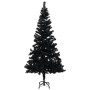 Árbol de Navidad preiluminado con luces y bolas negro 210 cm