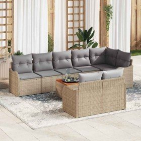 Conjunto de sofá de jardín 9 pcs Beige Poliratán