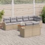 Conjunto de sofá de jardín 9 pcs Beige Poliratán