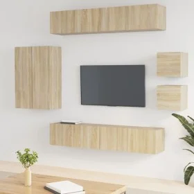 TV furniture set 8 pieces Sonoma oak plywood by vidaXL, TV Furniture - Ref: Foro24-3114488, Price: 259,70 €, Discount: %