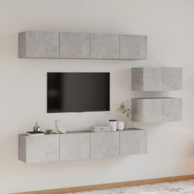 TV furniture set 6 pieces concrete gray plywood by vidaXL, TV Furniture - Ref: Foro24-3114601, Price: 217,05 €, Discount: %