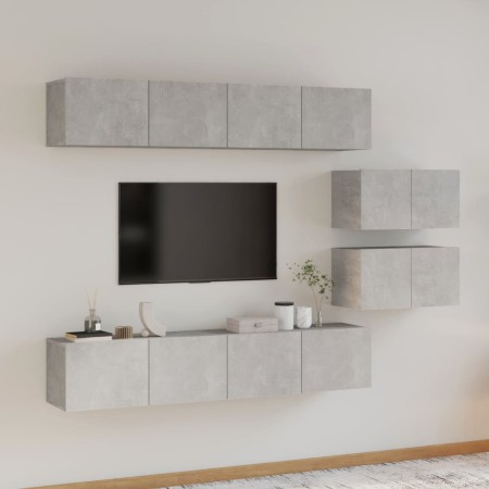 TV-Möbelset 6-teilig betongraues Sperrholz von vidaXL, TV-Möbel - Ref: Foro24-3114601, Preis: 217,05 €, Rabatt: %