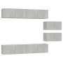 TV-Möbelset 6-teilig betongraues Sperrholz von vidaXL, TV-Möbel - Ref: Foro24-3114601, Preis: 217,05 €, Rabatt: %
