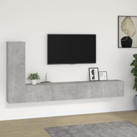 TV-Möbelset 3-teilig betongraues Sperrholz von vidaXL, TV-Möbel - Ref: Foro24-3114321, Preis: 145,58 €, Rabatt: %