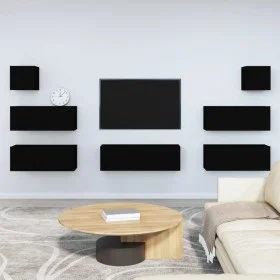 7-piece black plywood TV furniture set by vidaXL, TV Furniture - Ref: Foro24-3114543, Price: 299,57 €, Discount: %