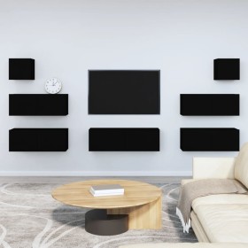 Set de muebles para TV 7 piezas madera contrachapada negro de vidaXL, Muebles TV - Ref: Foro24-3114543, Precio: 299,12 €, Des...