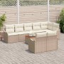 Conjunto de sofá de jardín 9 pcs Beige Poliratán