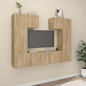 TV-Möbelset 6-teilig Sonoma-Eiche-Sperrholz von vidaXL, TV-Möbel - Ref: Foro24-3114456, Preis: 202,22 €, Rabatt: %